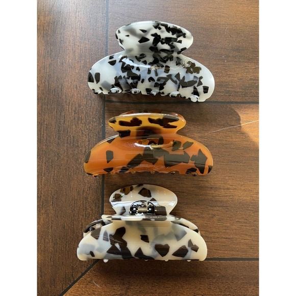 Unbranded Accessories - 3 Pack 3.5" Hair Clips for Women Acrylic Hair Claw Speckled or Animal Print NEW